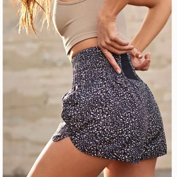 Free People Pants - Free People The Way Home Printed Shorts Black and White Spotted